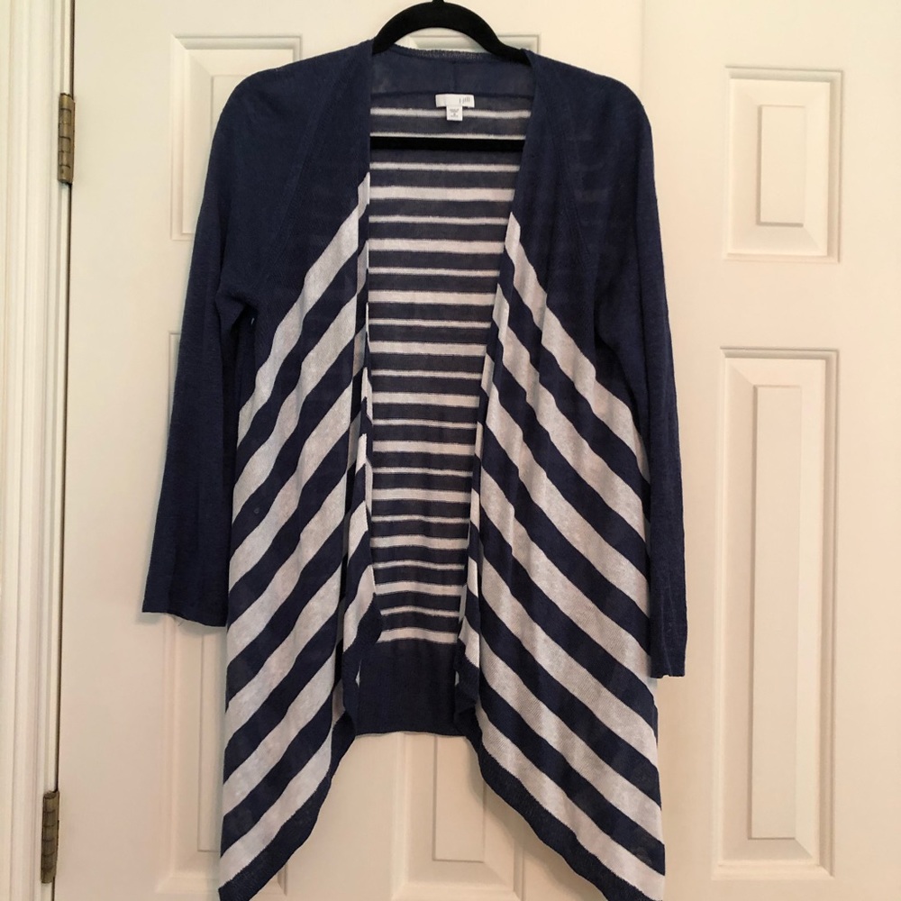 J. Jill Blue & White Elliptical Cardigan